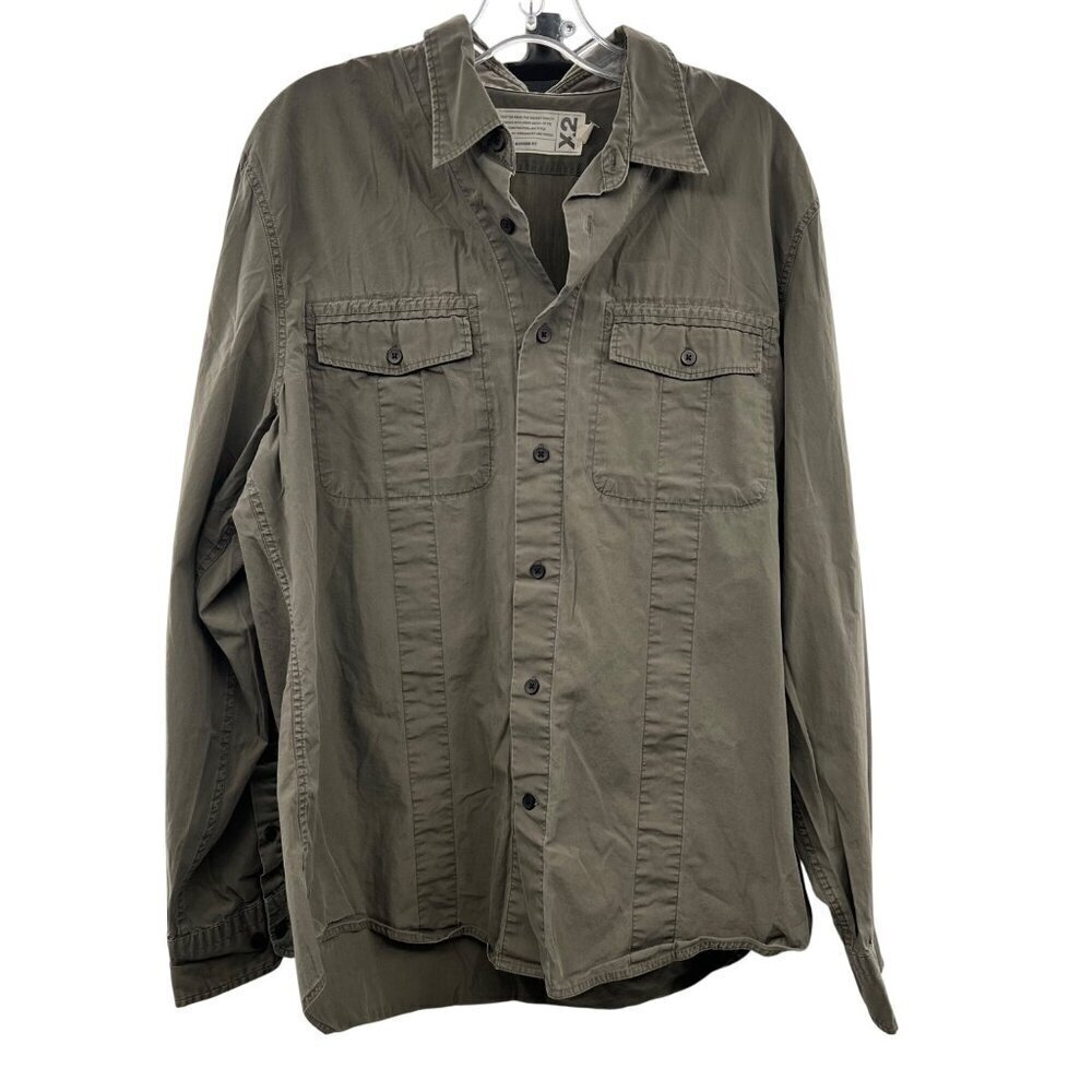 X2 Men's Button Up Shirt Green Size Large Pockets